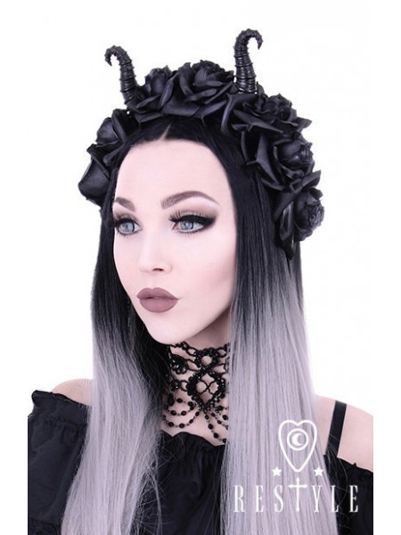 Accesoriu păr gotic - Bentita Diabolical Roses