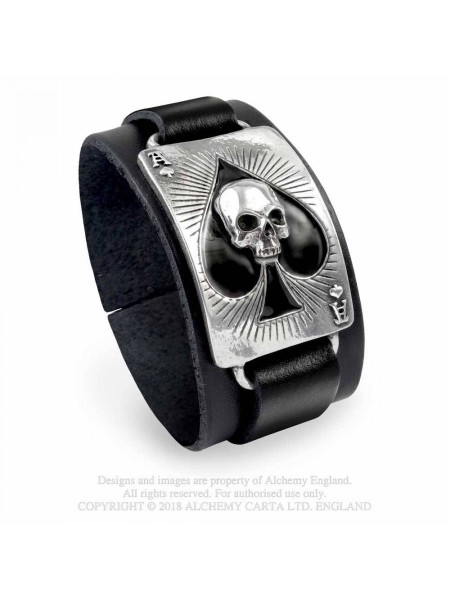 Bratara ajustabila piele Ace of Dead Spades 19 - 24 cm