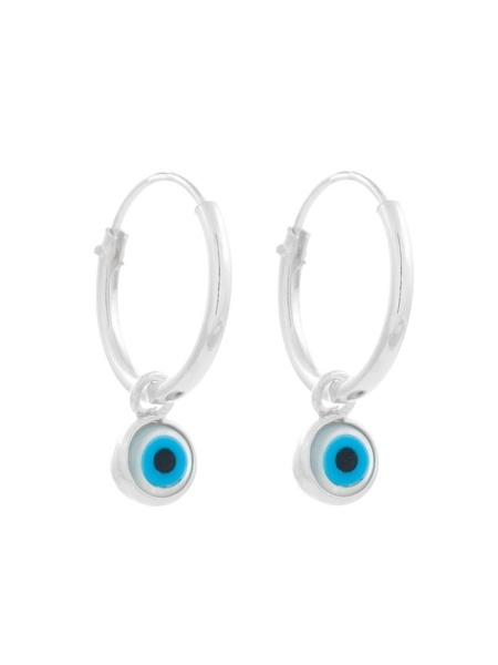 Cercei rotunzi din argint Ochiul Protector (Evil Eye) 4mm