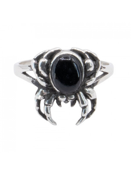 Inel argint paianjen Vaduva Neagra, cu piatra semipretioasa onix 1.6 cm