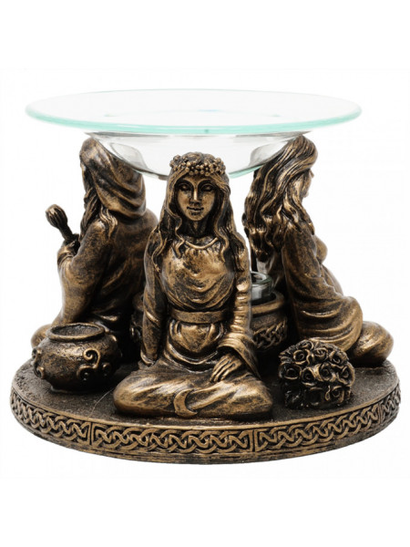 Lampa aromaterapie zeita tripla Mother Maiden Crone, finisaj bronz, 11x14 cm