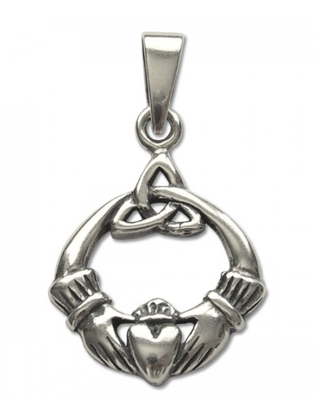 Pandantiv amuleta din argint pentru iubire si prietenie Silver Dreams - Claddagh cu Triquetra 2.8 cm