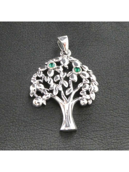 Pandantiv argint Copacul vietii cu zirconiu verde