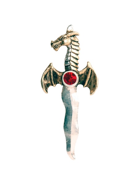 Pandantiv cu lantisor, placat cu argint, Cutit Dragon Athame, Talisman pentru Manifestare