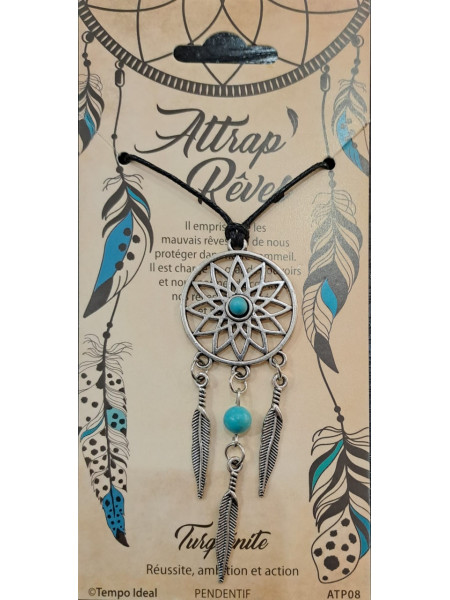 Pandantiv Dreamcatcher cu Turcoaz, talisman pentru Protectie