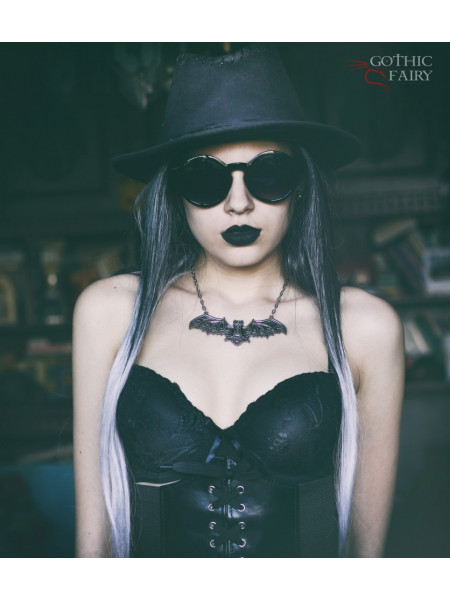Pandantiv gotic argintiu Liliac dantelat