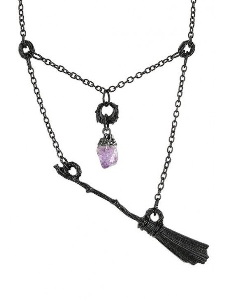 Pandantiv gotic cu cristal violet Matura Vrajitoarei - negru