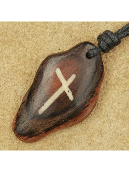 Pandantiv talisman din lemn cu runa Nauthiz