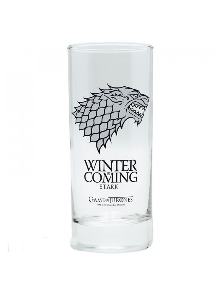 Set 2 pahare sticla licenta Game of Thrones - Casa Stark 14 cm, 290 ml