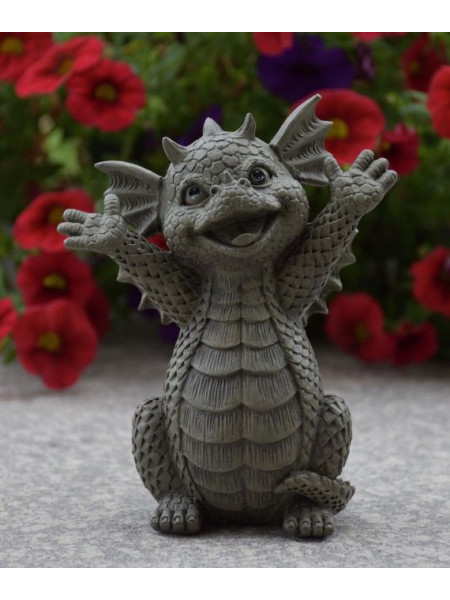 Statueta de gradina cu dragonel fericit Hello 13.5 cm