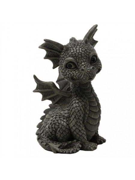 statueta de culoare gri cu un dragon inaripat