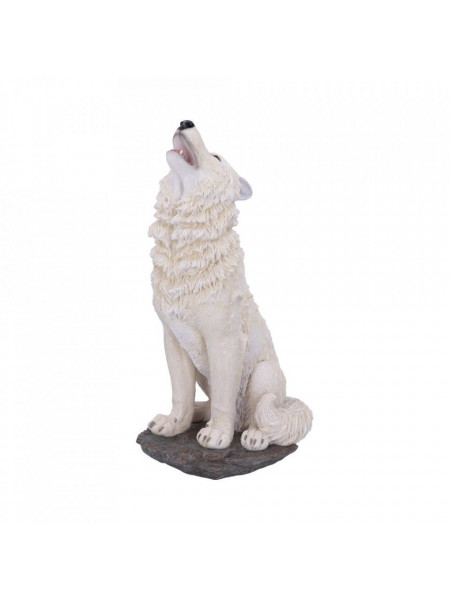 Statueta lup alb Urlet in furtuna 41.5 cm