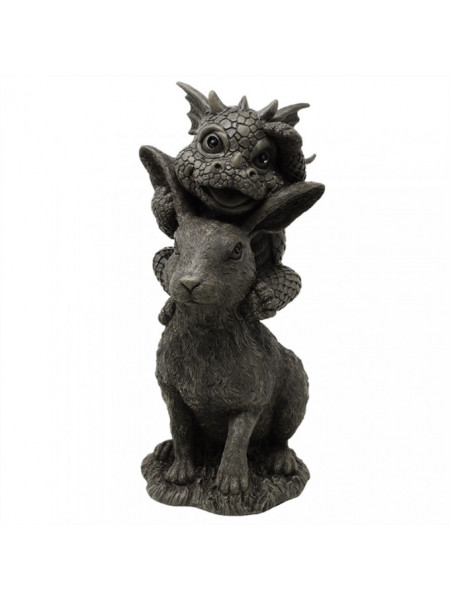 Statueta pentru gradina Dragon cu Iepuras 27x25 cm
