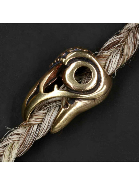 Bijuterie pentru barba/par bronz Cap de corb 2x0.6 cm