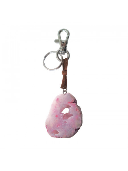 Breloc geoda Quartz Roz, talisman pentru Iubire 13 cm