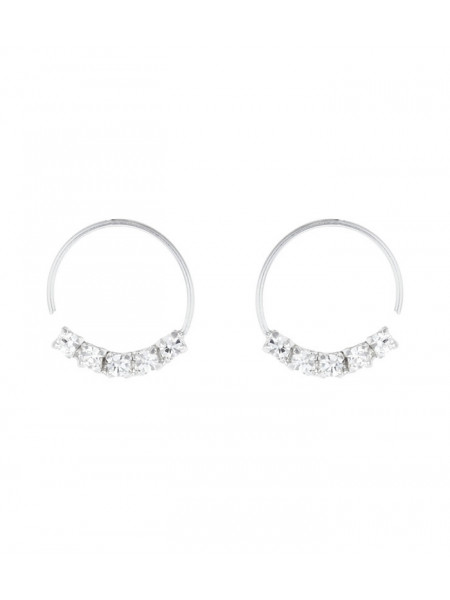 Cercei piercing din argint cu zirconii albe, 10x0.6 mm