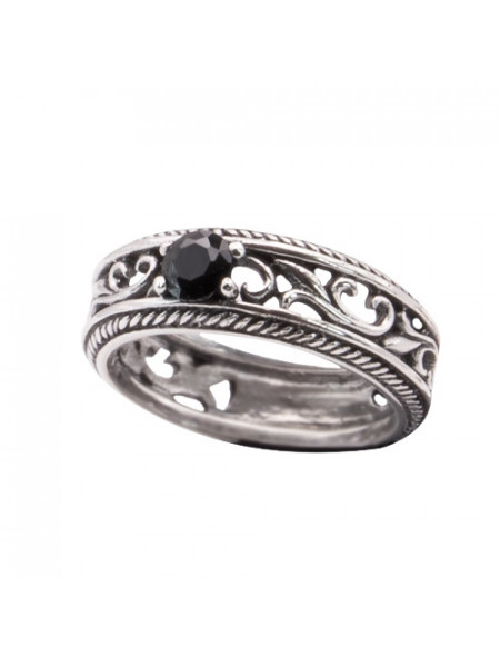 Inel argint cu zirconiu negru The Princess 0.8cm