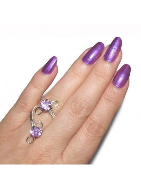 Inel handmade placat cu argint Lavanda