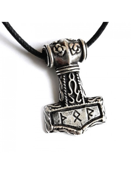 Pandantiv argint Ciocanul lui Thor cu Rune 3.4cm