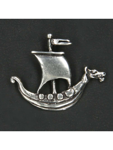Pandantiv argint Corabie vikinga cu cap de dragon - Img 1