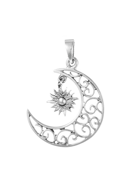 Pandantiv argint Luna si Soare 2.5 cm