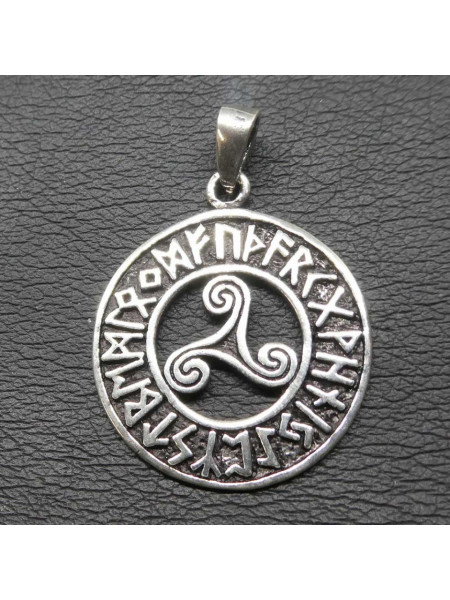 Pandantiv argint Triskelion cu rune