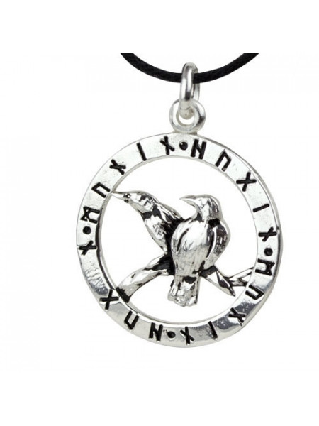 Pandantiv bronz placat cu argint Corbii lui Odin