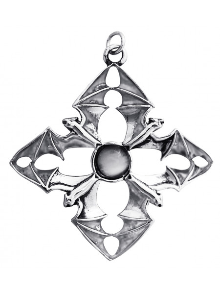 Pandantiv cu lantisor Carpe Noctum - lilieci Arcanus, placat cu argint, 5 cm