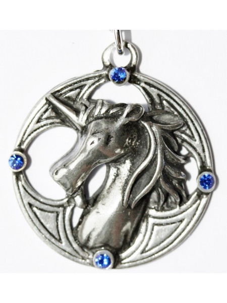 Pandantiv cu lantisor Celtic Sorcery - Unicorn, placat cu argint, 3.3 cm