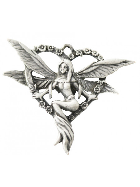 Pandantiv cu lantisor Inima de elf , placat cu argint,4.2 cm
