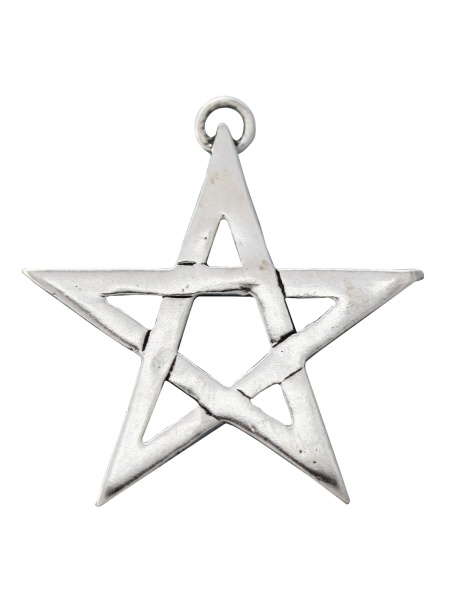Pandantiv cu lantisor placate cu argint Sigils of The Craft - Pentagrama Deschisa 2.5 cm