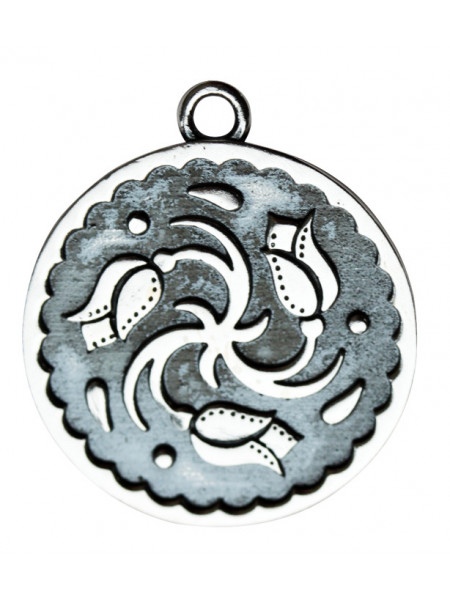 Pandantiv cu lantisorImbolc, placat cu argint, talisman zodiac celtic (23 Ian - 13 Feb), 2.5 cm