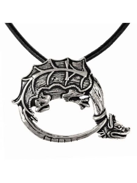 Pandantiv Medieval din bronz placat cu argint Ordinul Dragonului 5 cm