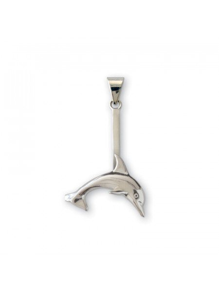 Pandantiv Piatra Pi cu suport si lantisor placate cu argint - Delfin