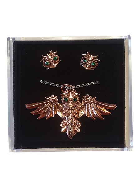 Set Pandantiv si Cercei steampunk Bufnita Aviamore, talisman pentru un spirit liber