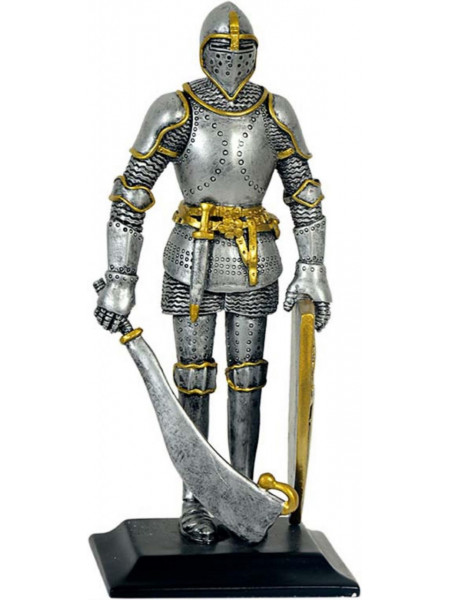 Statueta Cavaler Medieval cu Scut si Palos 23 cm