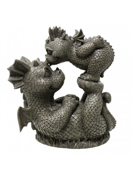Statueta de gradina cu dragoni Mamica si puiul, 29 cm