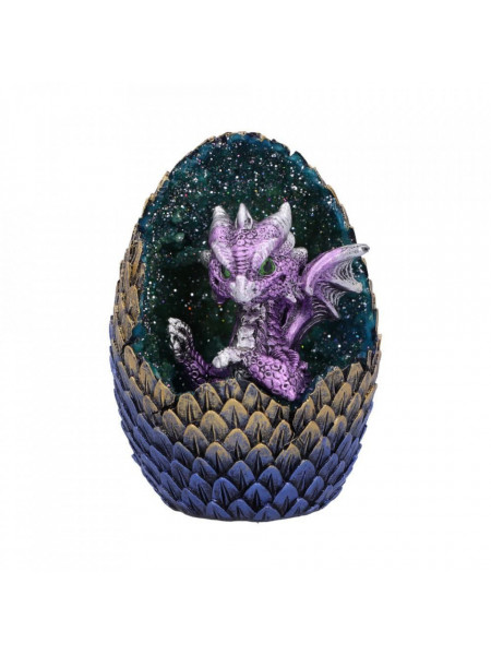 Statueta dragon in ou Casa din Cristale - albastru/violet 11 cm