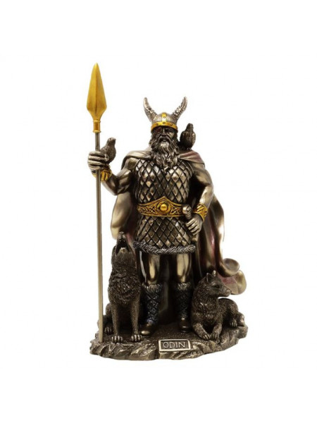 Statueta finisaj bronz Zeul Nordic Odin 24 cm