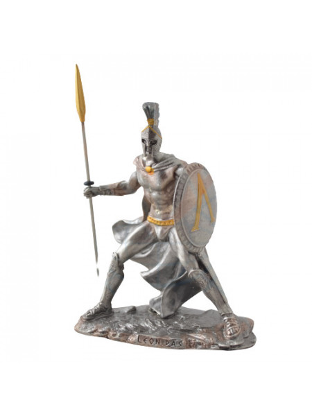 Statueta mitologica Leonidas cu scut si lance 11cm