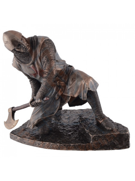 Statueta rasina si bronz cavaler templier Aparatorul 20 cm