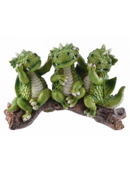 mini statueta 3 dragonasi intelepti asezati pe buturuga