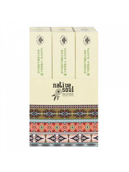 Betisoare de tamaie parfumate Native Soul -Yerba Santa si Iarba zimbrului (Sweet grass)23cm