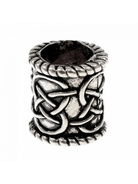 Bijuterie pentru barba/par bronz placat cu argint Impletitura Celtica, diametru 0,8 cm