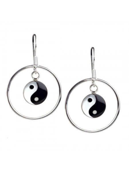 Cercei lungi din argint Yin Yang 2.2cm