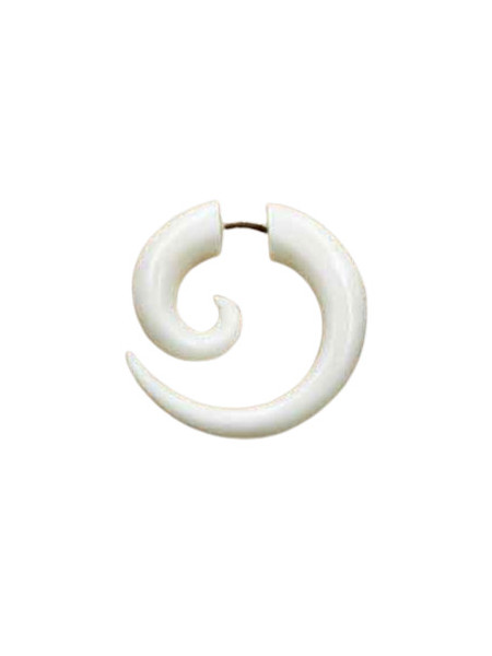 Cercel piercing fals sculptat manual din os de bivol Spirala 3 cm