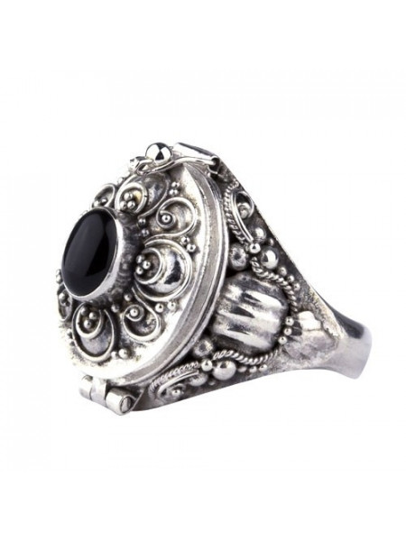 Inel argint Poison Ring cu onix R165O