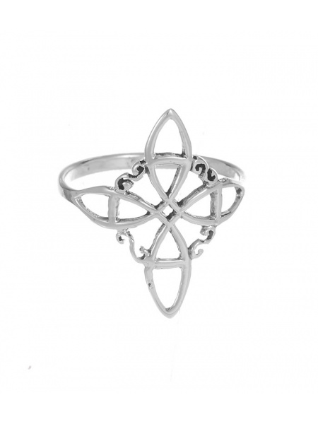 Inel din argint Nodul Vrajitoarelor, talisman pentru protectie, 2.2 cm