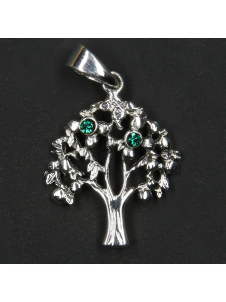 Pandantiv argint Copacul vietii cu zirconiu verde 3cm