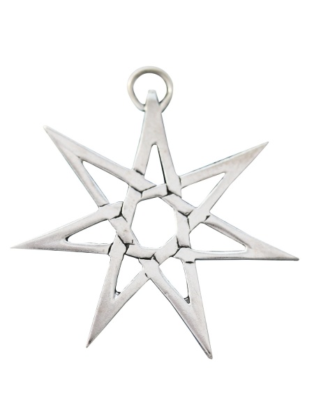 Pandantiv cu lantisor placate cu argint Sigils of The Craft - Heptagrama 3 cm